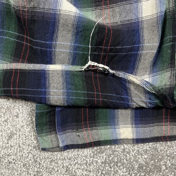 Salt Valley Flannel Shirt Mens Large Rayon Western Plaid Button Up *Distressed* - Picture 11 of 16